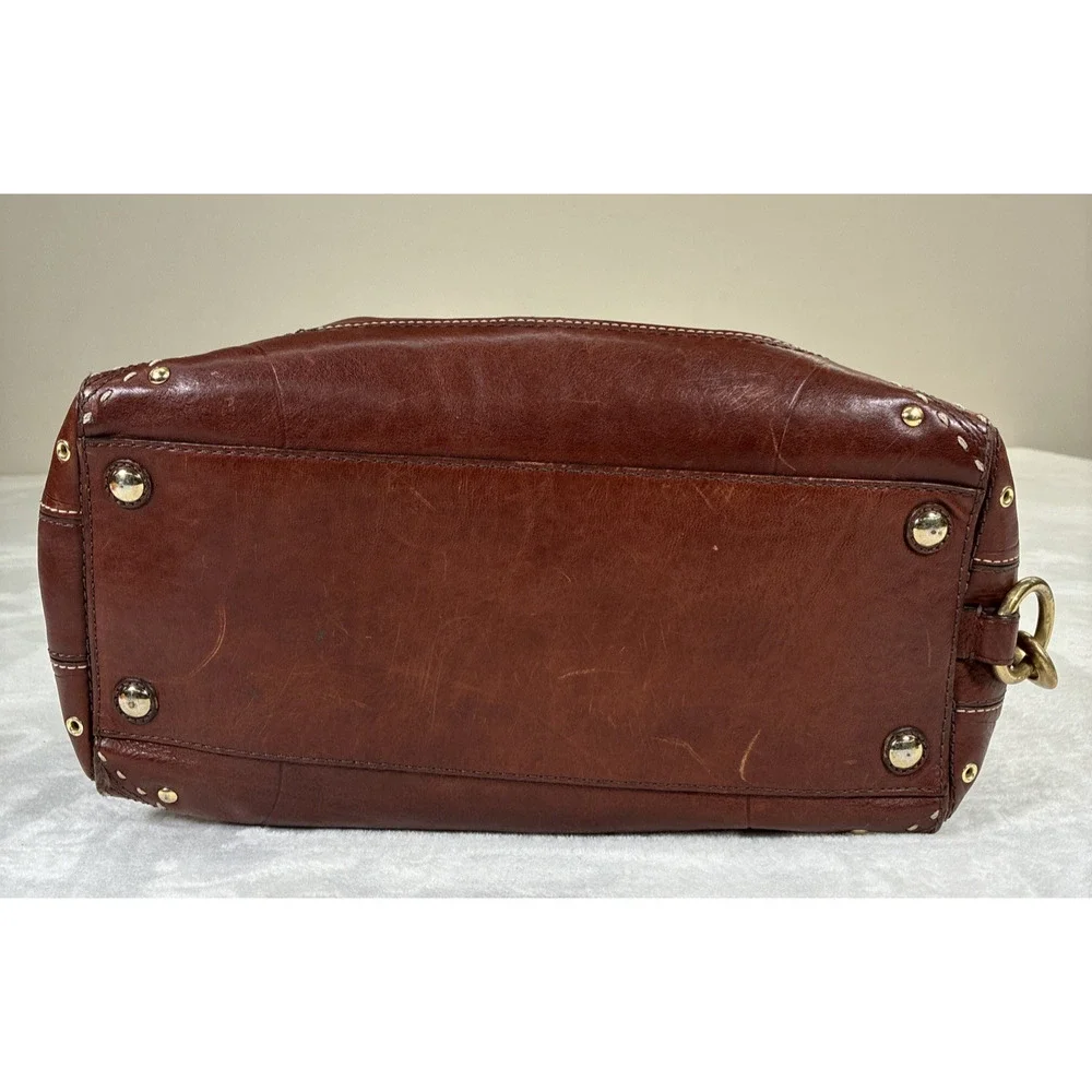 Coach Hampton Andrea Leather Satchel Women Handbag Cognac Brown Bnfts Charity - Picture 11 of 16